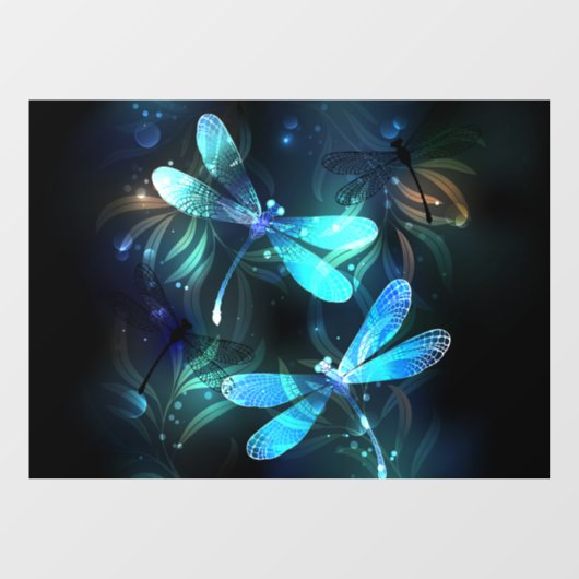 Lake Glows Dragonflies Fensteraufkleber (Blatt)
