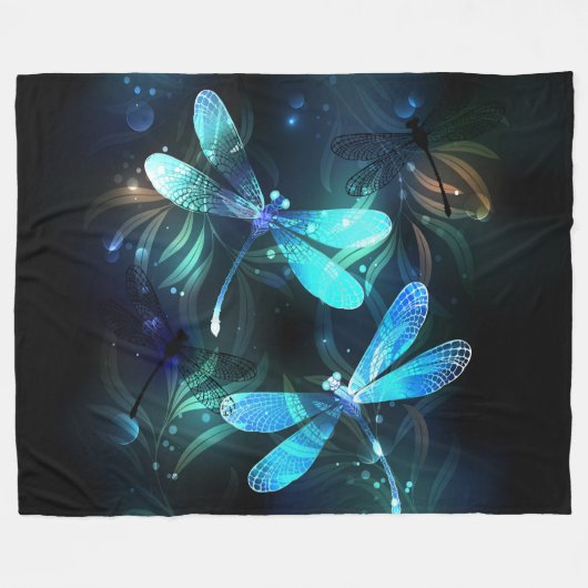 Lake Glows Dragonflies Fleecedecke (Vorderseite (Horizontal))