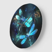 Lake Glows Dragonflies Große Wanduhr (Winkel)