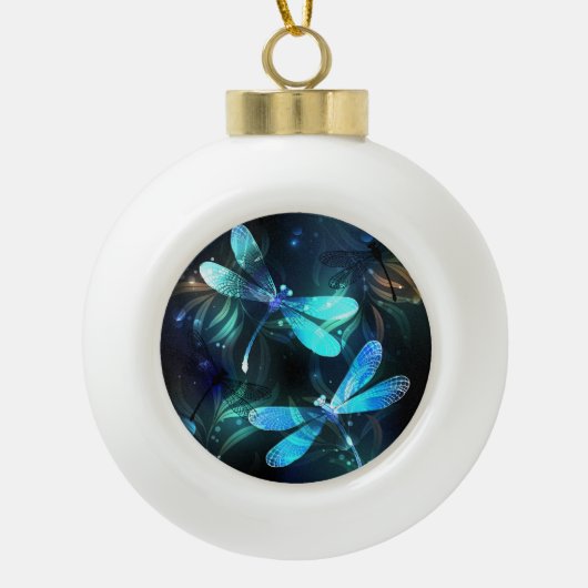 Lake Glows Dragonflies Keramik Kugel-Ornament (Vorderseite)