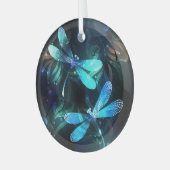 Lake Glows Dragonflies Ornament Aus Glas (Vorderseite links)