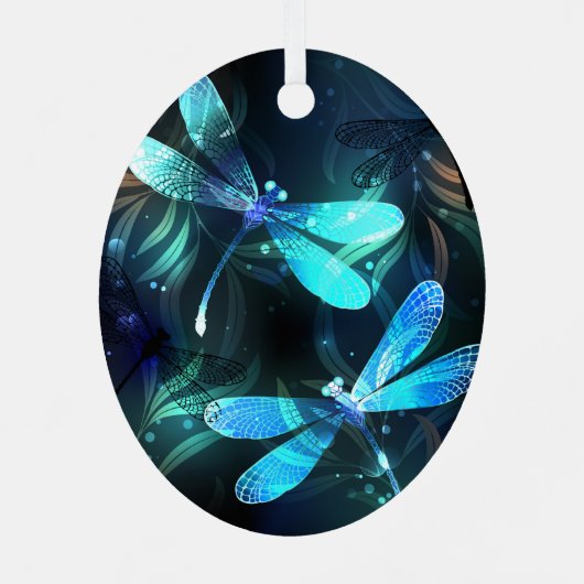 Lake Glows Dragonflies Ornament Aus Metall (Rückseite)