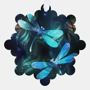 Lake Glows Dragonflies Ornament Karte