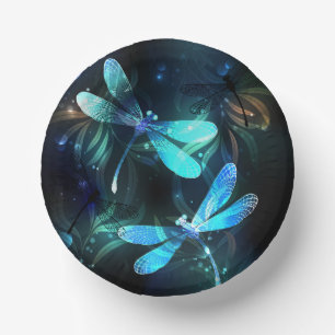 Lake Glows Dragonflies Pappteller