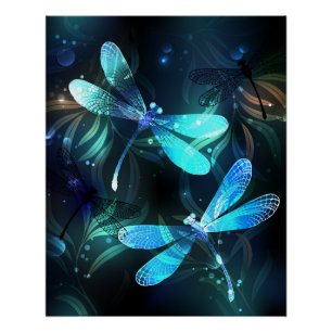 Lake Glows Dragonflies Poster