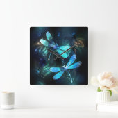 Lake Glows Dragonflies Quadratische Wanduhr (Zuhause)