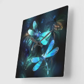 Lake Glows Dragonflies Quadratische Wanduhr (Winkel)