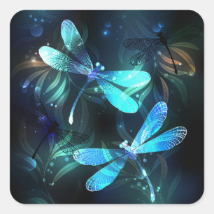 Lake Glows Dragonflies Quadratischer Aufkleber