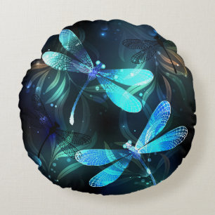 Lake Glows Dragonflies Rundes Kissen