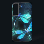 Lake Glows Dragonflies Samsung Galaxy Hülle<br><div class="desc">Zwei lichtdurchflutete,  türkisfarbene,  kunstvoll gezeichnet Libellen mit lichtdurchlässigem Sealgen und Glühwürmchen im Hintergrund. Glühende Libelle.</div>