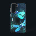 Lake Glows Dragonflies Samsung Galaxy Hülle<br><div class="desc">Zwei lichtdurchflutete,  türkisfarbene,  kunstvoll gezeichnet Libellen mit lichtdurchlässigem Sealgen und Glühwürmchen im Hintergrund. Glühende Libelle.</div>
