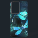 Lake Glows Dragonflies Samsung Galaxy Hülle<br><div class="desc">Zwei lichtdurchflutete,  türkisfarbene,  kunstvoll gezeichnet Libellen mit lichtdurchlässigem Sealgen und Glühwürmchen im Hintergrund. Glühende Libelle.</div>