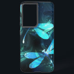 Lake Glows Dragonflies Samsung Galaxy Hülle<br><div class="desc">Zwei lichtdurchflutete,  türkisfarbene,  kunstvoll gezeichnet Libellen mit lichtdurchlässigem Sealgen und Glühwürmchen im Hintergrund. Glühende Libelle.</div>