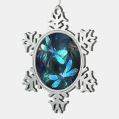 Lake Glows Dragonflies Schneeflocken Zinn-Ornament (Rechts)