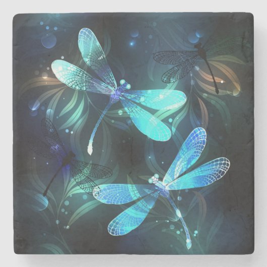 Lake Glows Dragonflies Steinuntersetzer (Vorderseite)