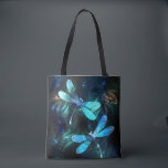 Lake Glows Dragonflies Tasche<br><div class="desc">Zwei lichtdurchflutete,  türkisfarbene,  kunstvoll gezeichnet Libellen mit lichtdurchlässigem Sealgen und Glühwürmchen im Hintergrund. Glühende Libelle.</div>