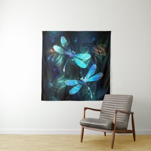 Lake Glows Dragonflies Wandteppich (Beispiel (Horizontal))