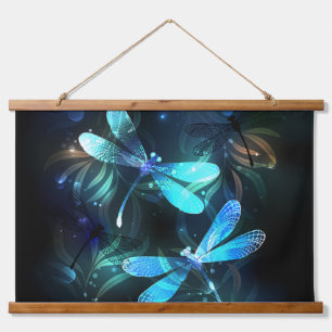 Lake Glows Dragonflies Wandteppich Mit Holzrahmen