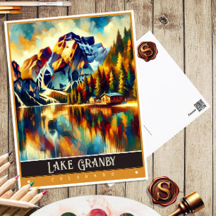 Lake Granby, Colorado   Vintage Gemälde Postkarte