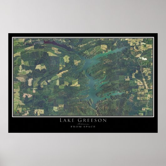 Lake Greeson Arkansas Satellite Poster Karte (Vorne)
