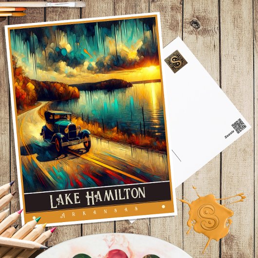 Lake Hamilton, Arkansas | Vintage Malerei Postkarte