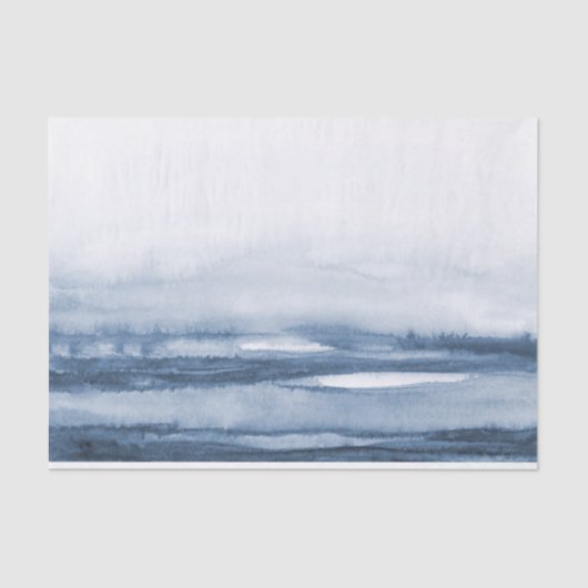 Lake Harbour Fog Blue Watercolor Seidenpapier (Vorderseite)