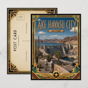 Lake Havasu City Arizona Vintage Art Deco Golden Postkarte