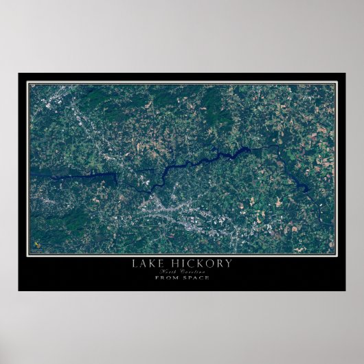 Lake Hickory North Carolina Satelliten-Poster Kart Poster (Vorne)
