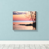 Lake Horizon mit Bäumen am See bei Morgendämmerung Leinwanddruck (Insitu (Holzboden))