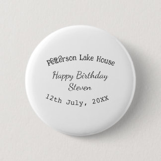 Lake house beach happy birthday add name date year button
