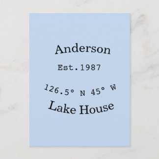 Lake house ets. Date year custom coordinates add n Postkarte