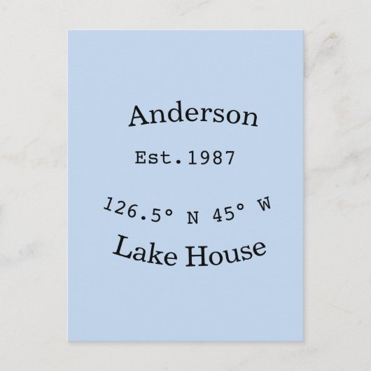 Lake house ets. Date year custom coordinates add n Postkarte (Vorderseite)