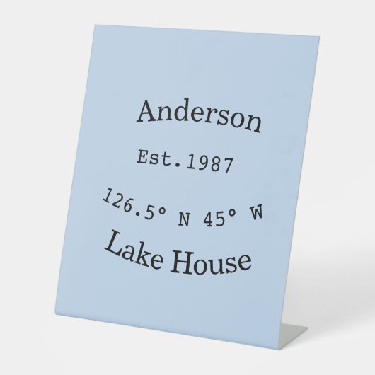 Lake house ets. Date year custom coordinates add n Sockelschild (Vorderseite)