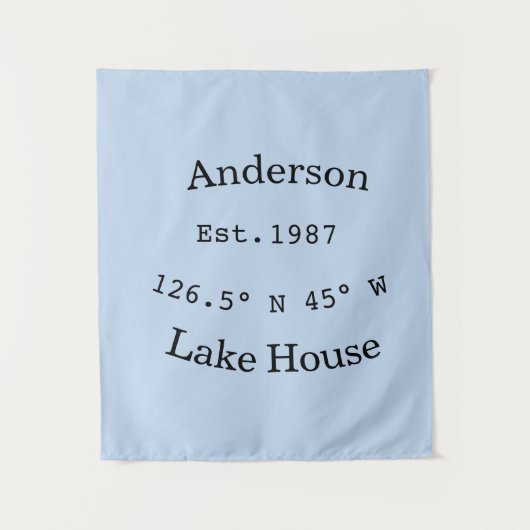 Lake house ets. Date year custom coordinates add n Wandteppich (Vorderseite)