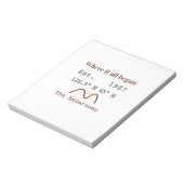 Lake house ets. Date year custom coordinates brown Notizblock (Rotiert)