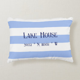 Lake House Familienname Blue Stripes Dekokissen