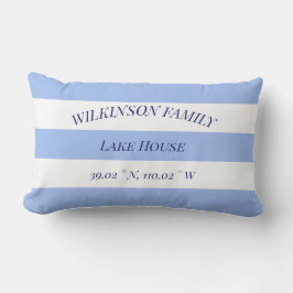 Lake House Familienname Blue Stripes Lendenkissen
