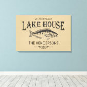 Lake House Familienname Fisch Leinwanddruck (Insitu (Holzboden))