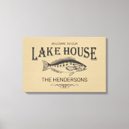 Lake House Familienname Fisch Leinwanddruck