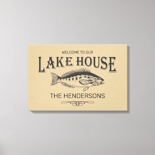 Lake House Familienname Fisch Leinwanddruck (Vorderseite)