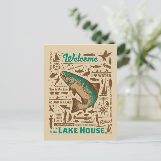 Lake House Pattern Postkarte (Stehend Vorderseite)