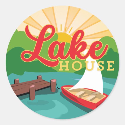 Lake House Round Stickers (Vorderseite)