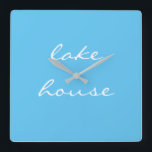 Lake House Sky Blue Aqua White Elegant Cool Grey Quadratische Wanduhr<br><div class="desc">Designed with beautiful sky blue background,  this is perfect for gifts and home decor for lakeshore homes or new homes. You may change the background color if you wish!</div>