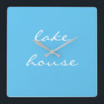 Lake House Sky Blue Aqua White Elegant Cool Grey Quadratische Wanduhr<br><div class="desc">Designed with beautiful sky blue background,  this is perfect for gifts and home decor for lakeshore homes or new homes. You may change the background color if you wish!</div>
