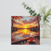 Lake House Sunrise and Warm Coffee Karte (Stehend Vorderseite)