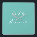 Lake House Teal Blue Aqua White Elegant Stylish Quadratische Wanduhr<br><div class="desc">Designed with beautiful light teal blue background,  this is perfect for gifts and home decor for lakeshore homes or new homes. You may change the background color if you wish!</div>
