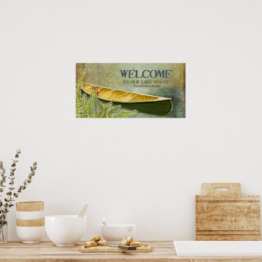 Lake House Willkommen Personalisierter Familiennam Poster (Küche)