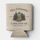 Lake House Wood Themed Family Name Personalisiert Dosenkühler (Rückseite)