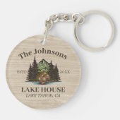 Lake House Wood Themed Family Name Personalisiert Schlüsselanhänger (Rückseite)