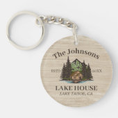 Lake House Wood Themed Family Name Personalisiert Schlüsselanhänger (Vorderseite)